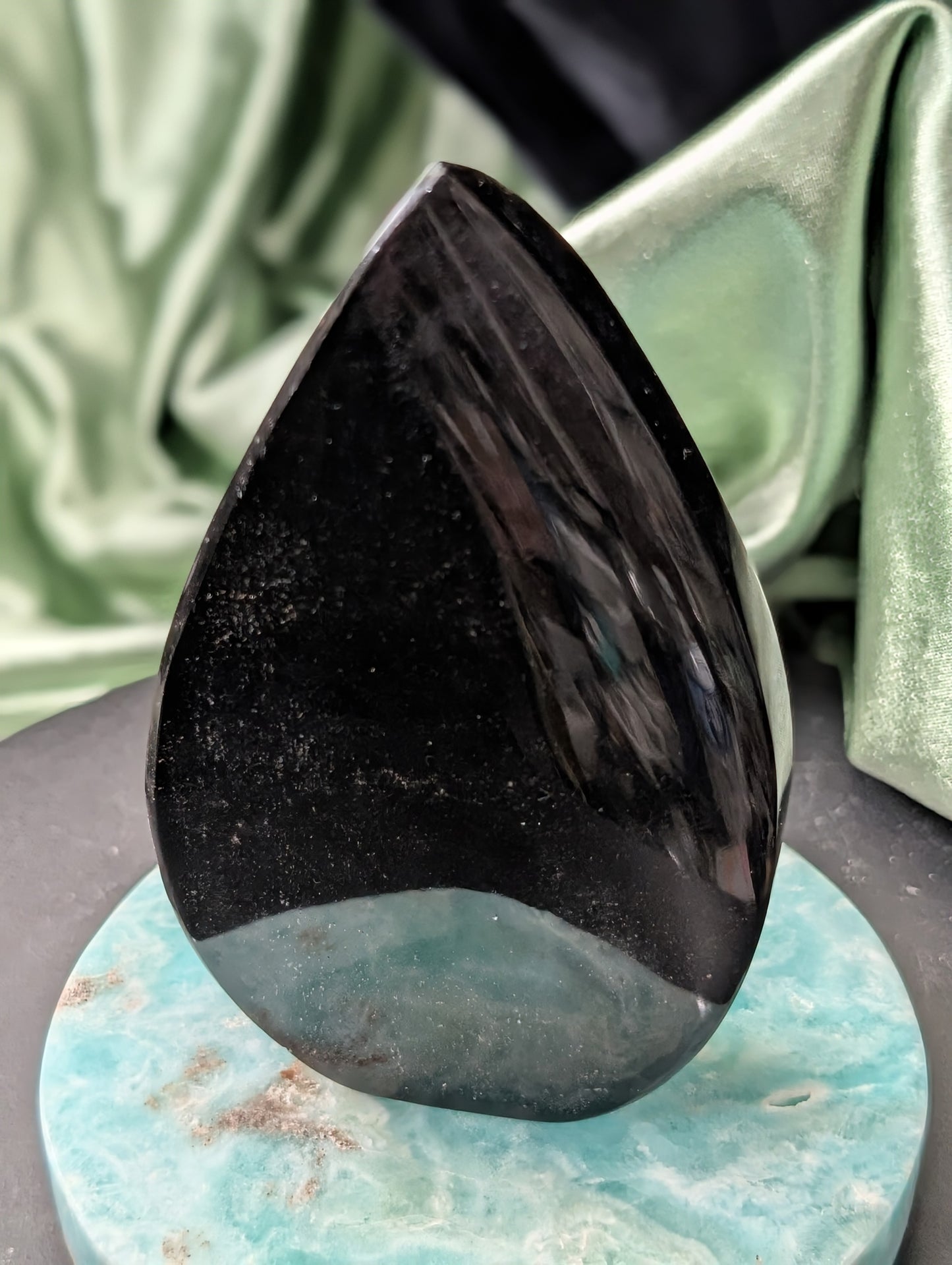 Hand Carved Natural Obsidian Flame