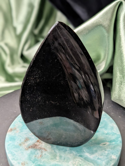 Hand Carved Natural Obsidian Flame