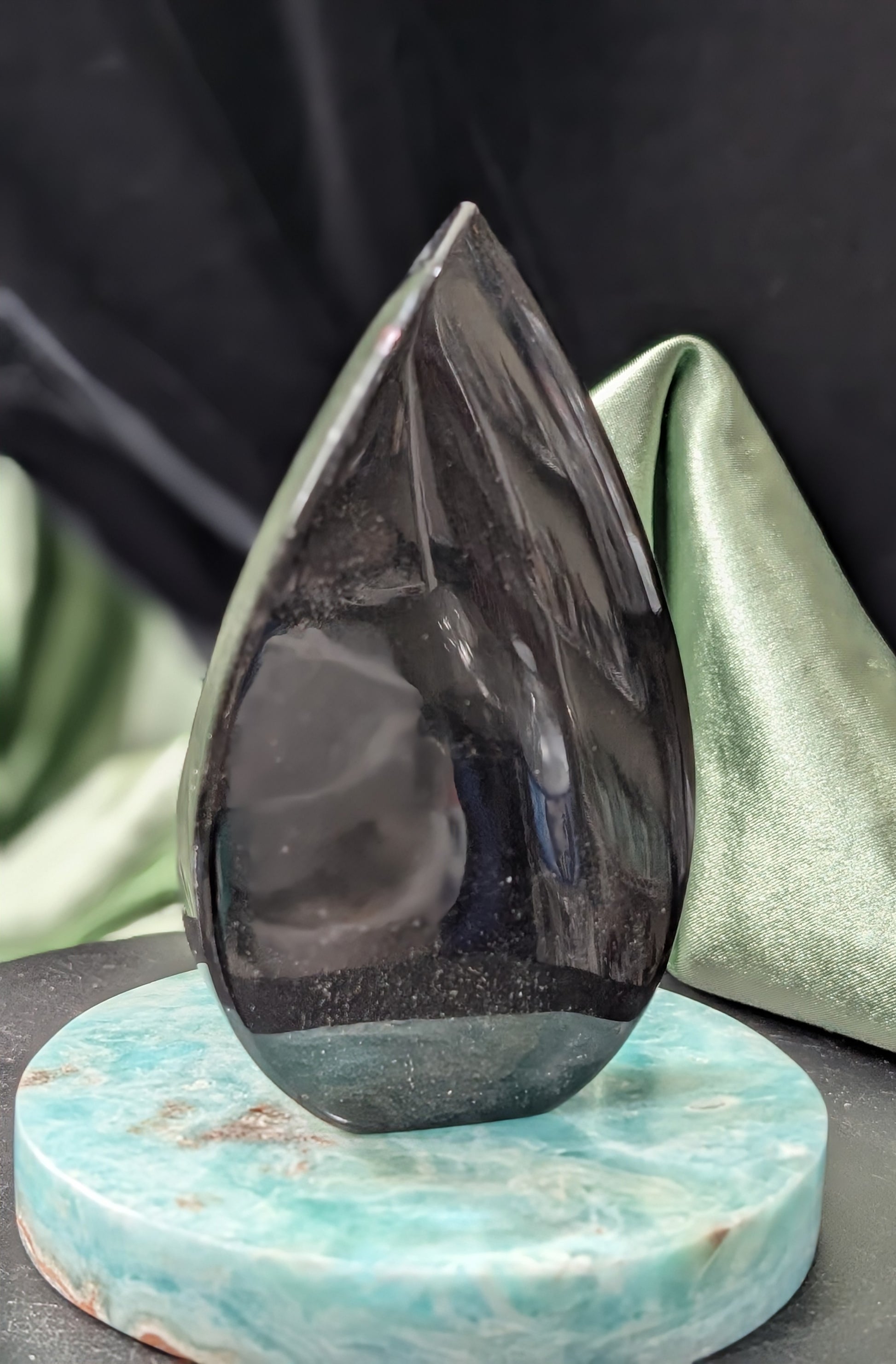Hand Carved Natural Obsidian Flame