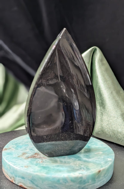 Hand Carved Natural Obsidian Flame