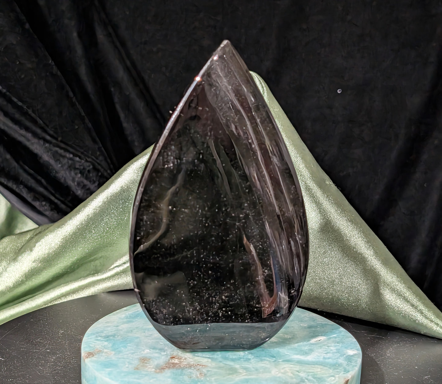 Hand Carved Natural Obsidian Flame