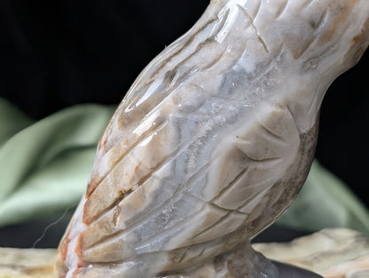 Hand Carved Ocean Jasper Owl Figurine
