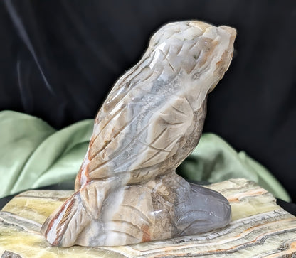 Hand Carved Ocean Jasper Owl Figurine