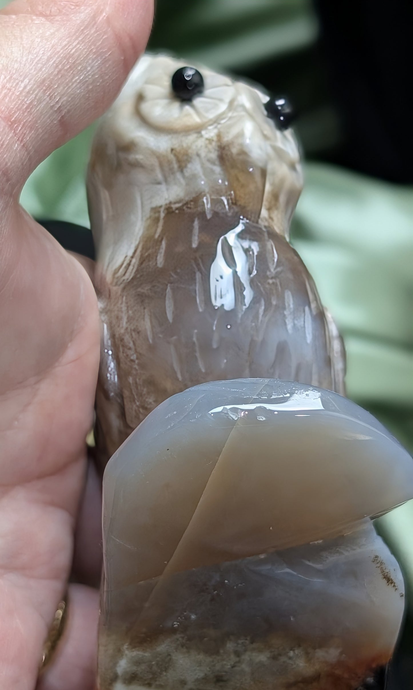 Hand Carved Ocean Jasper Owl Figurine