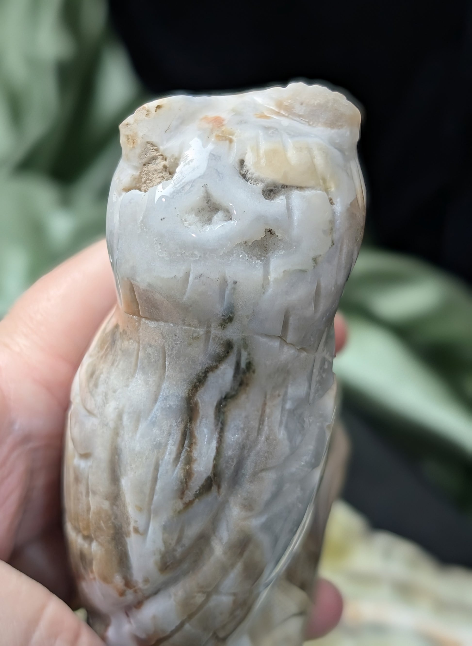 Hand Carved Ocean Jasper Owl Figurine