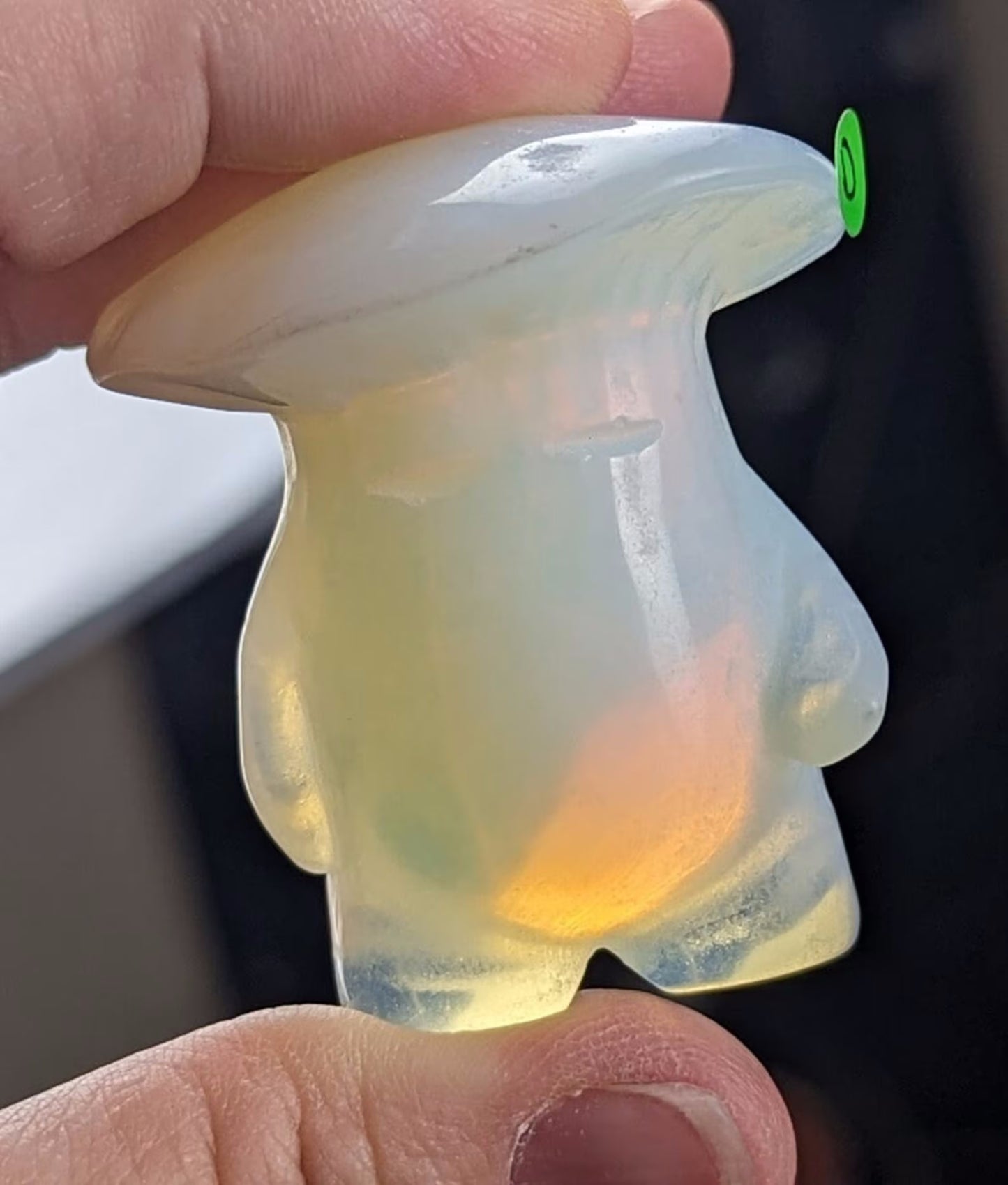 Hand Carved Opalite Mushroom Man Figurine 1D2