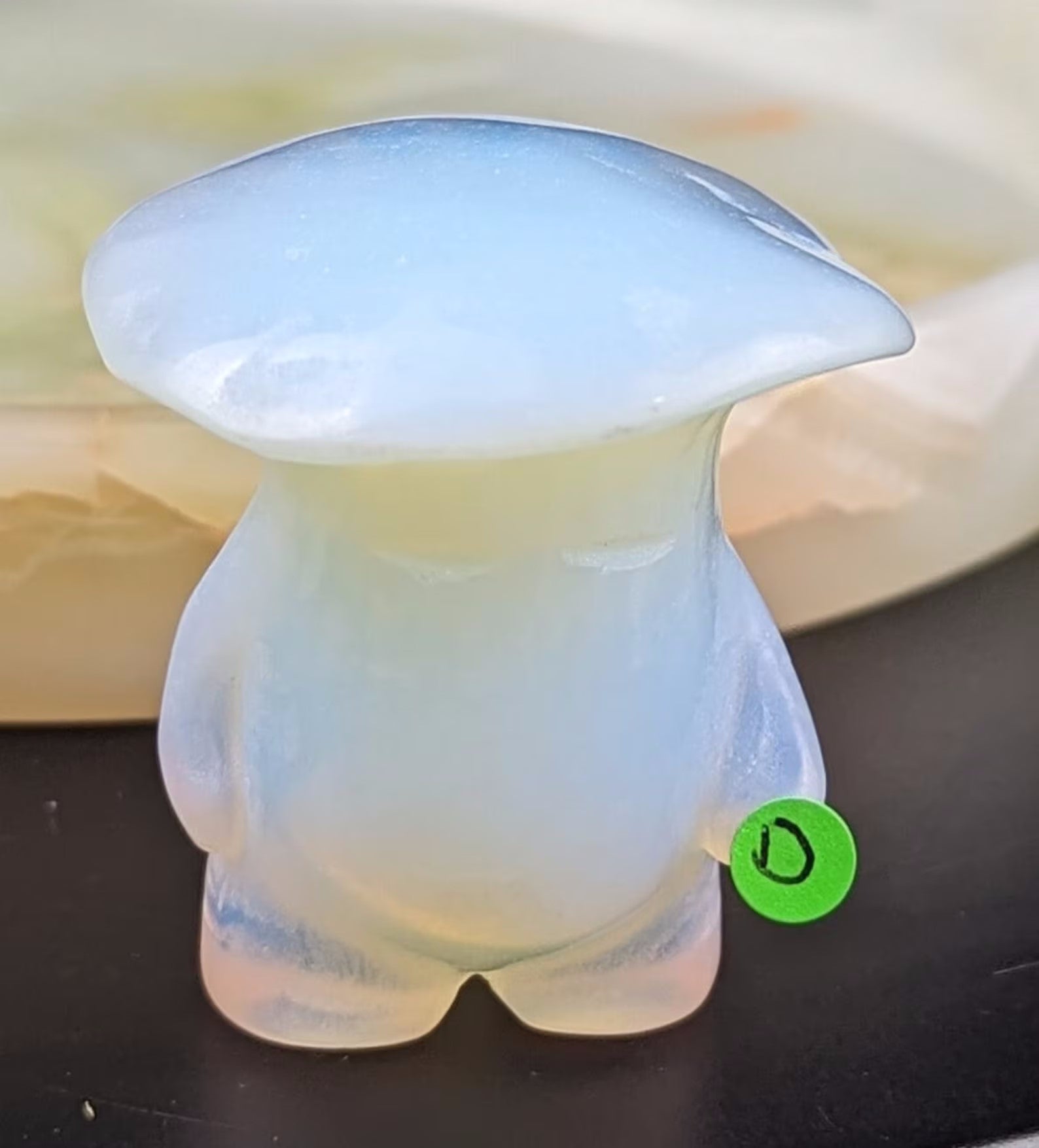 Hand Carved Opalite Mushroom Man Figurine 1D1