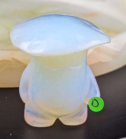Hand Carved Opalite Mushroom Man Figurine 1D1