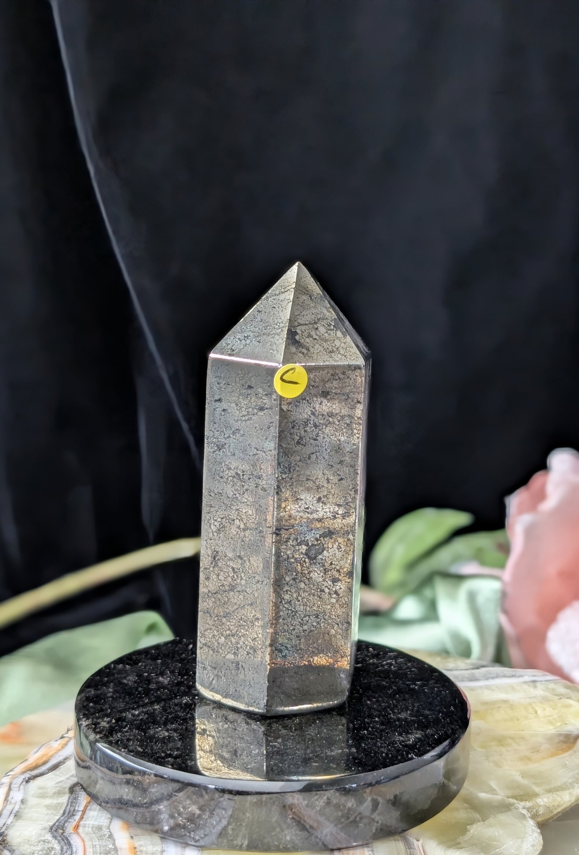Hand Carved Pyrite Tower