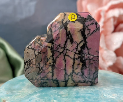 Hand Carved Rhodonite Faceted Heart