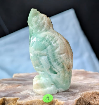 Hand Carved Smithsonite Owl Figurine
