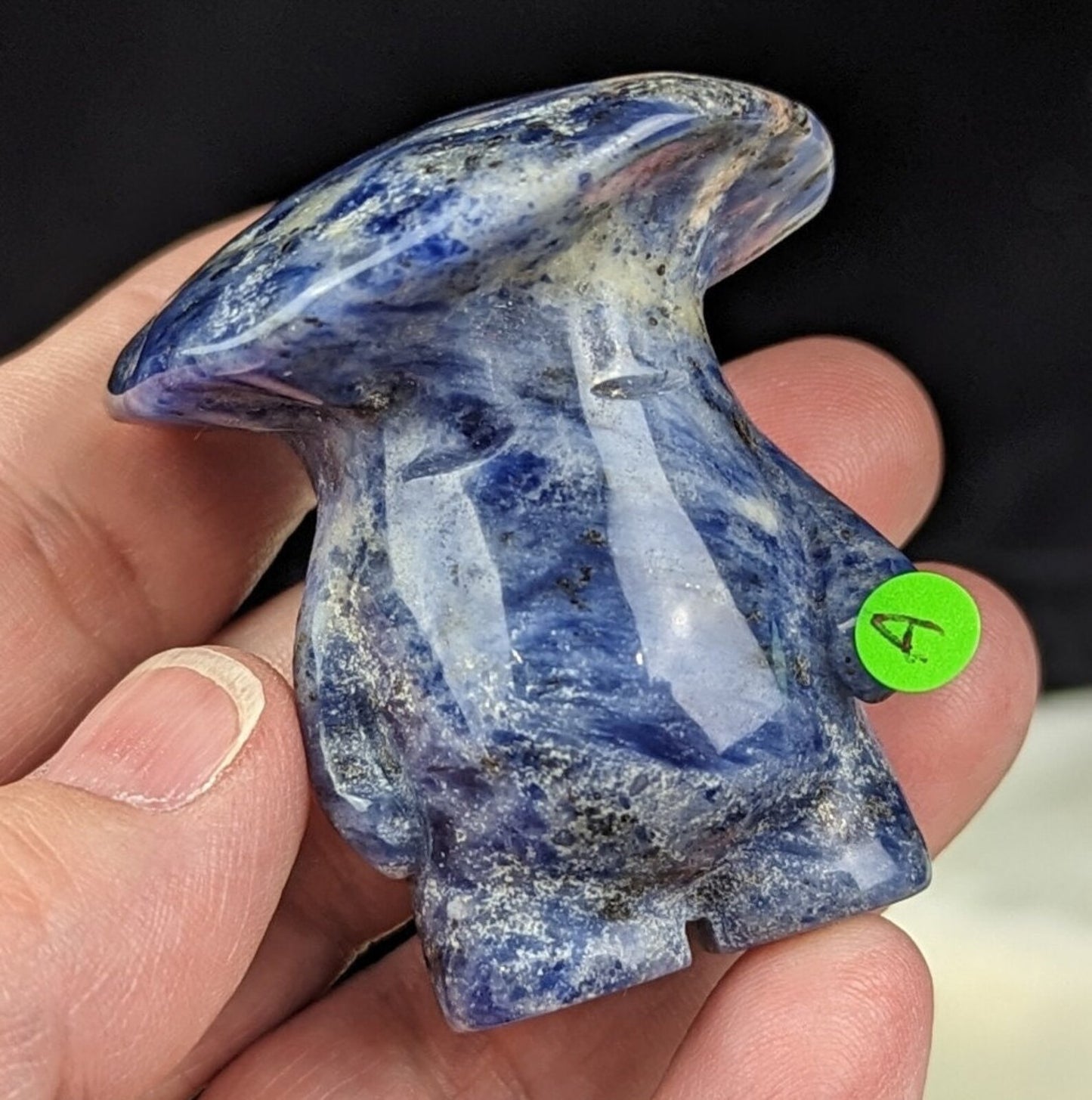 Hand Carved Sodalite Mushroom Man Figurine 1A1