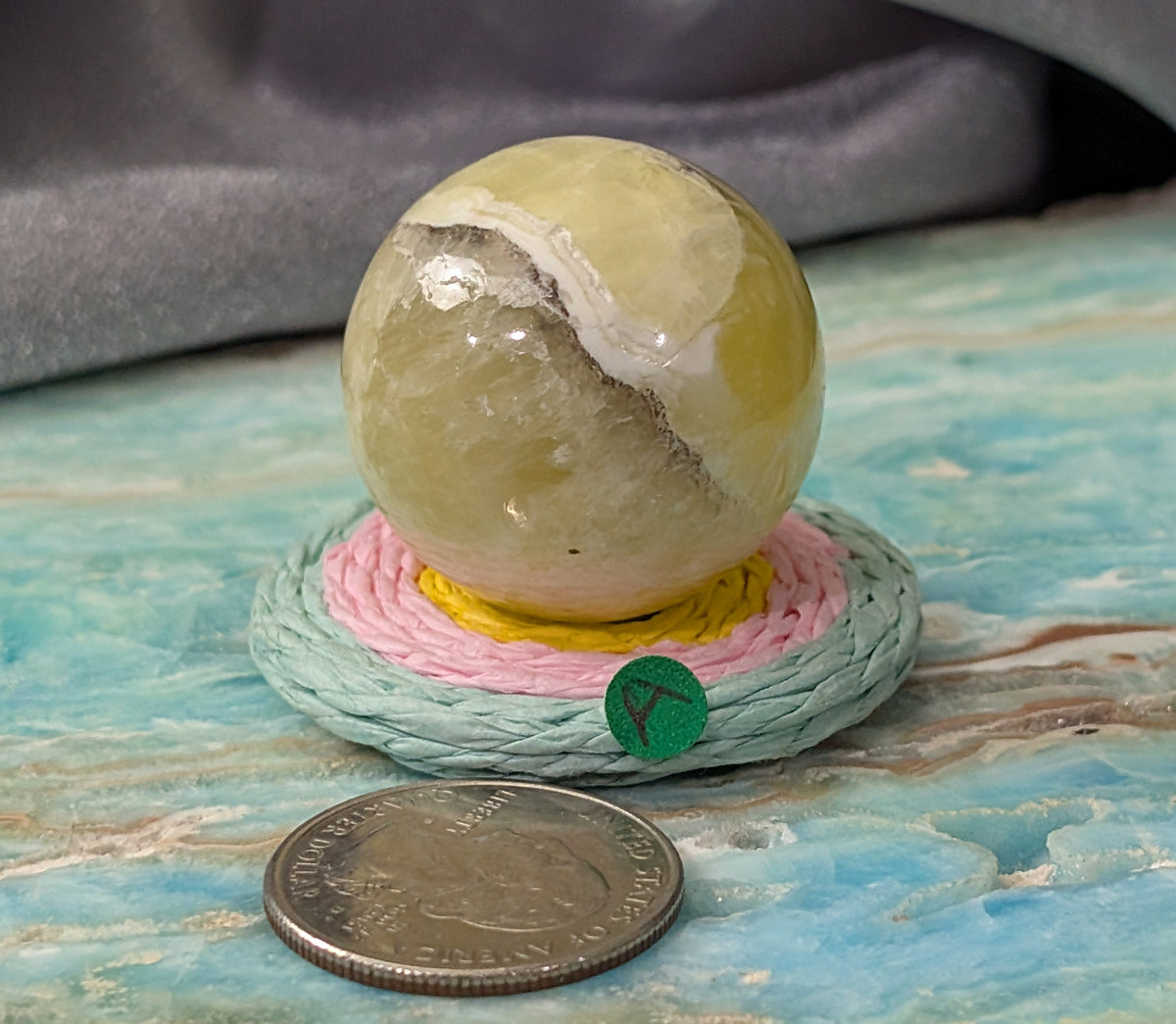 Hand Carved Yellow Brucite Sphere