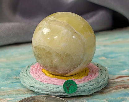 Hand Carved Yellow Brucite Sphere