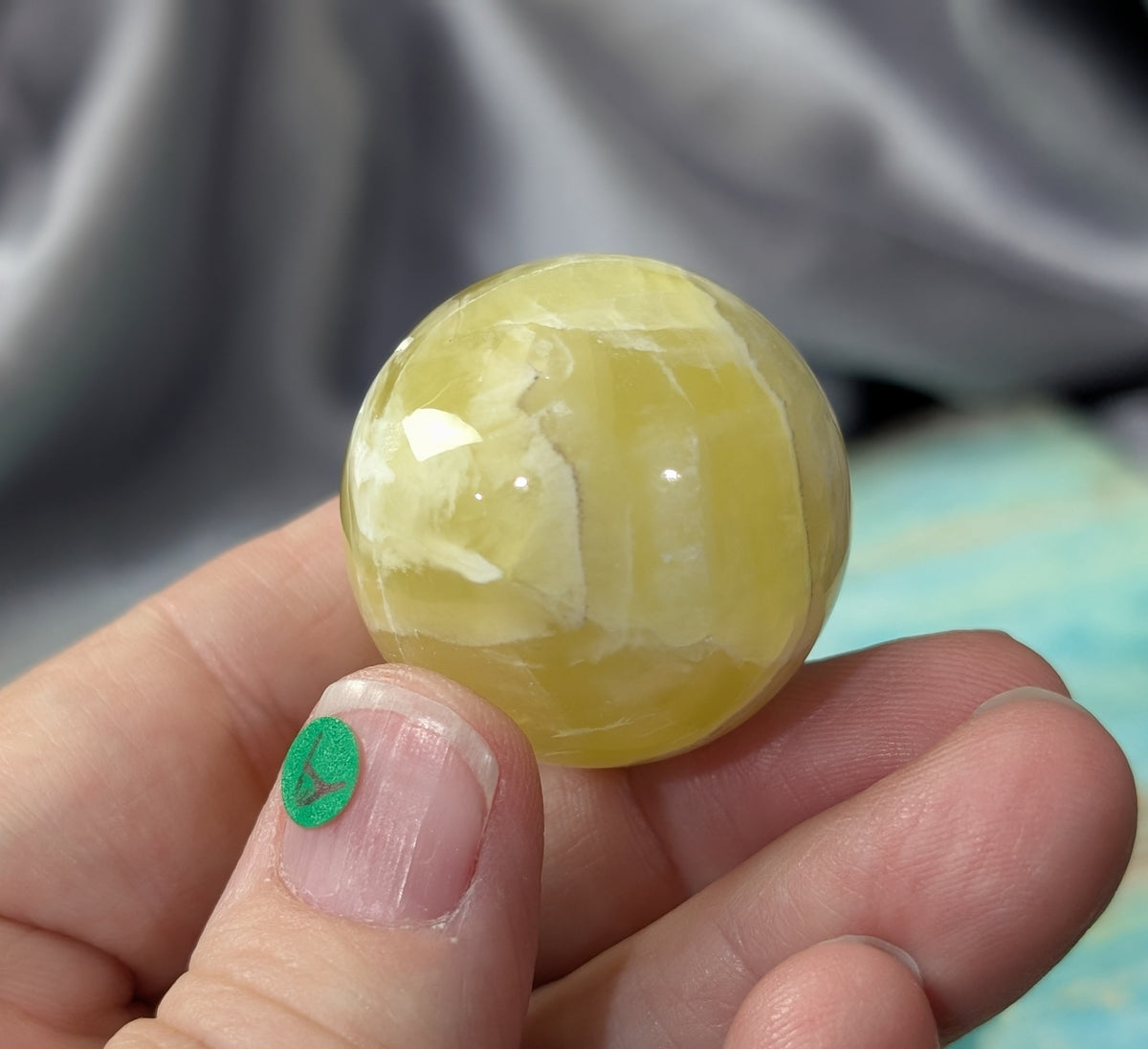 Hand Carved Yellow Brucite Sphere