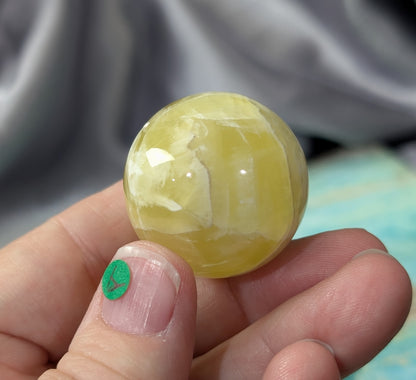 Hand Carved Yellow Brucite Sphere