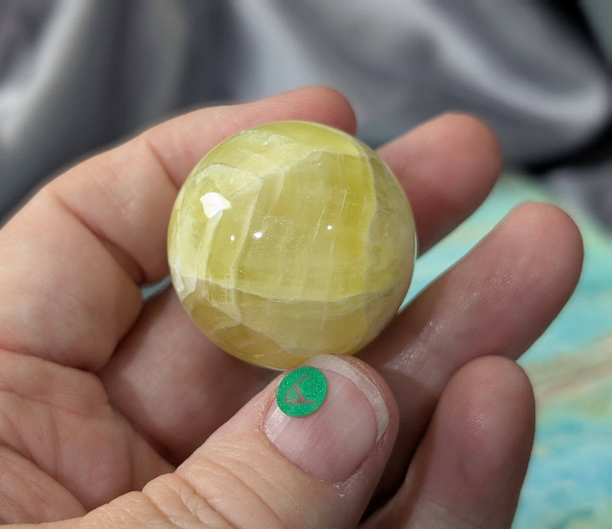 Hand Carved Yellow Brucite Sphere