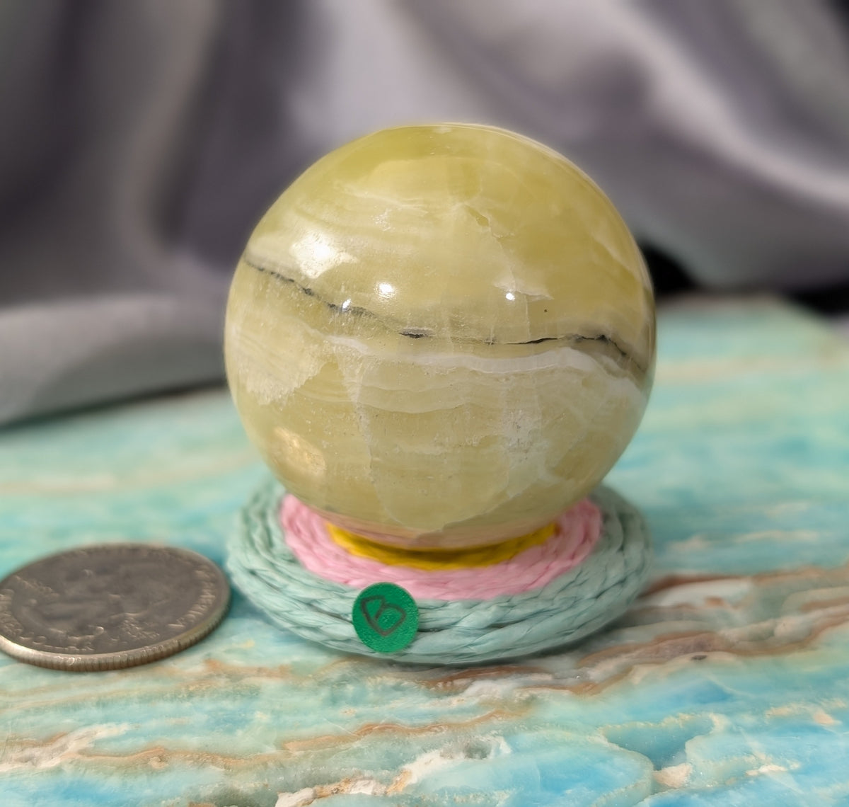 Hand Carved Yellow Brucite Sphere