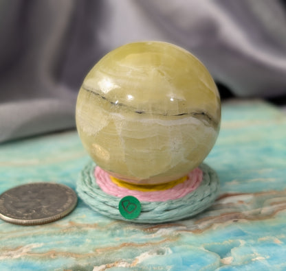 Hand Carved Yellow Brucite Sphere