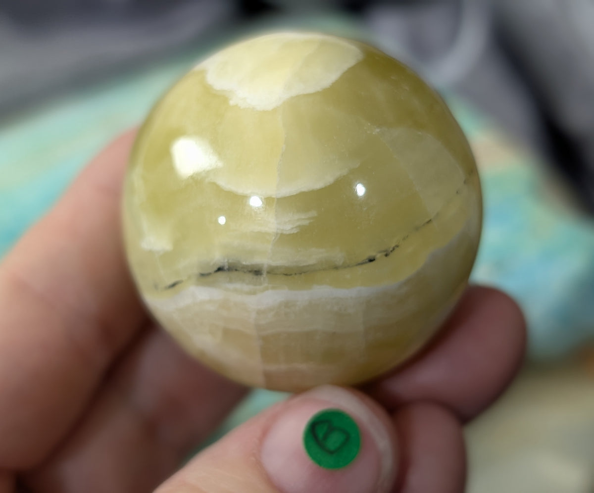 Hand Carved Yellow Brucite Sphere