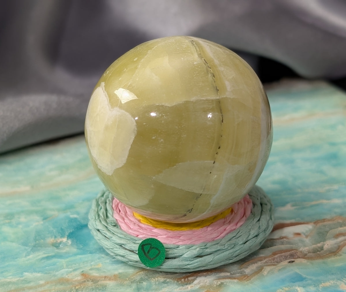 Hand Carved Yellow Brucite Sphere