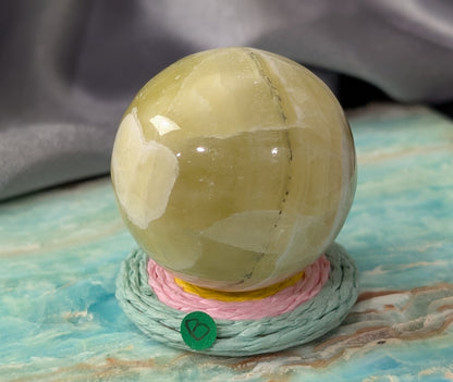 Hand Carved Yellow Brucite Sphere