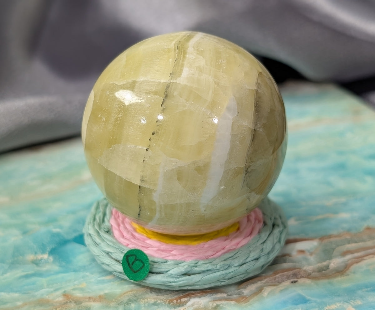 Hand Carved Yellow Brucite Sphere