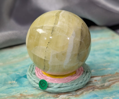 Hand Carved Yellow Brucite Sphere