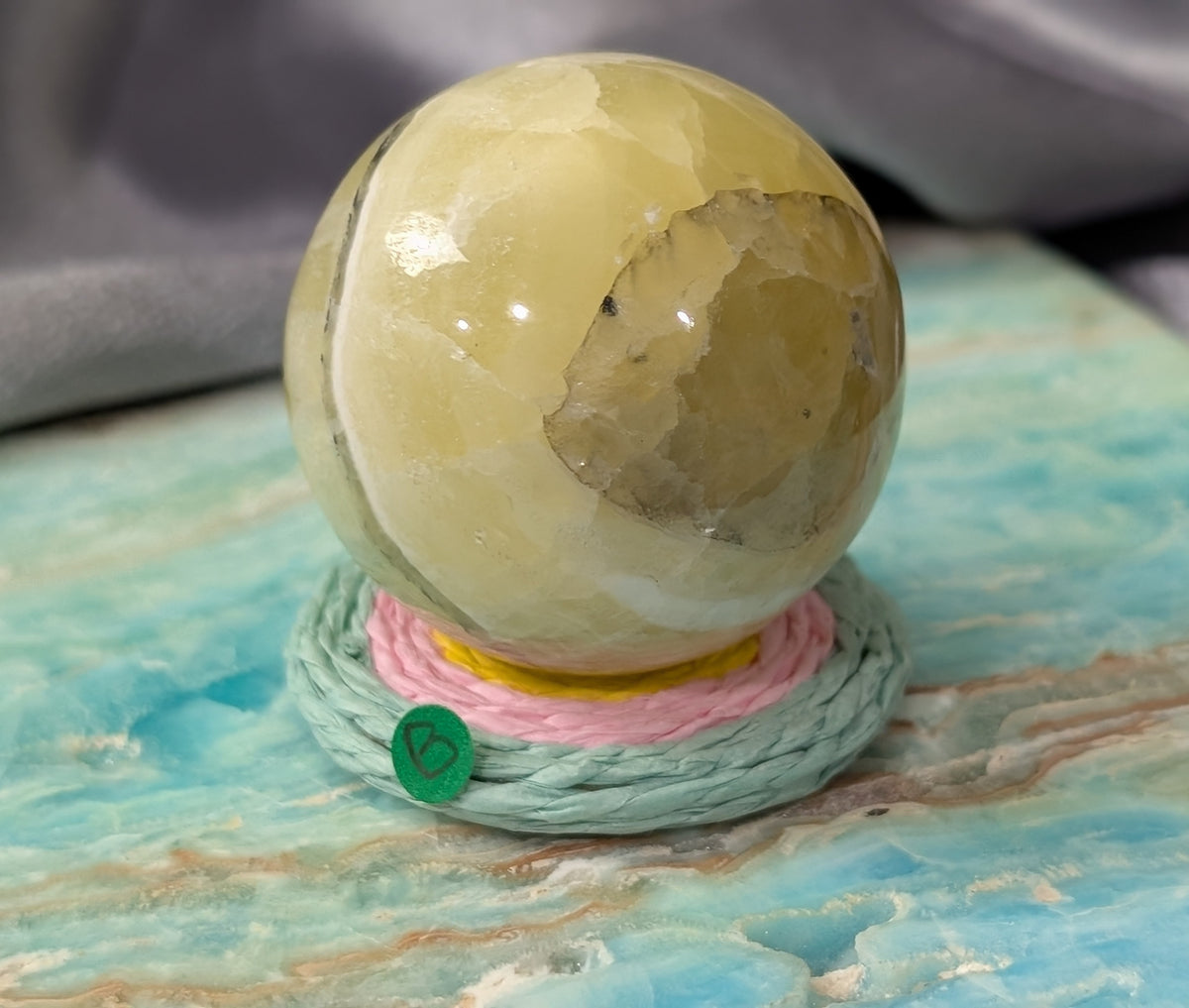 Hand Carved Yellow Brucite Sphere