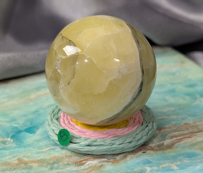 Hand Carved Yellow Brucite Sphere