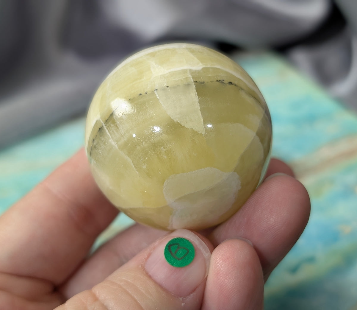 Hand Carved Yellow Brucite Sphere
