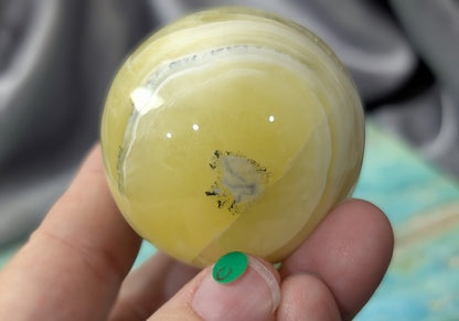 Hand Carved Yellow Brucite Sphere