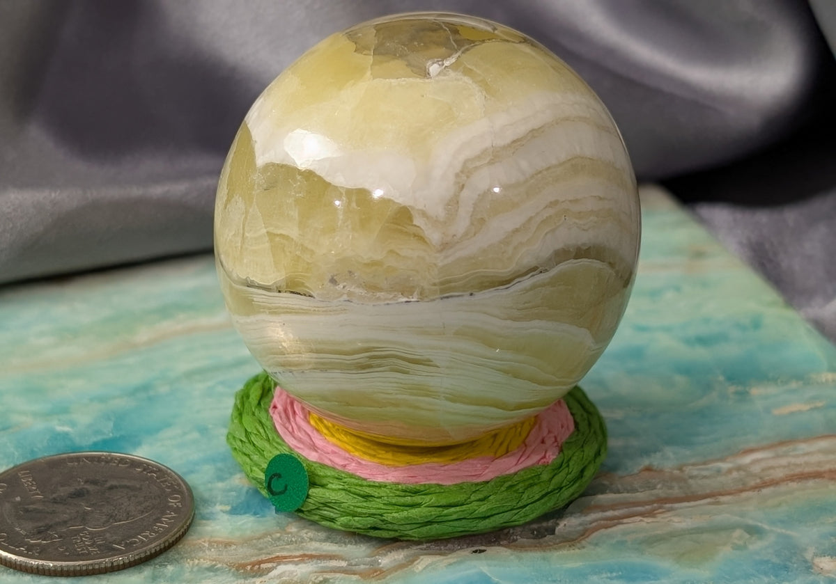 Hand Carved Yellow Brucite Sphere
