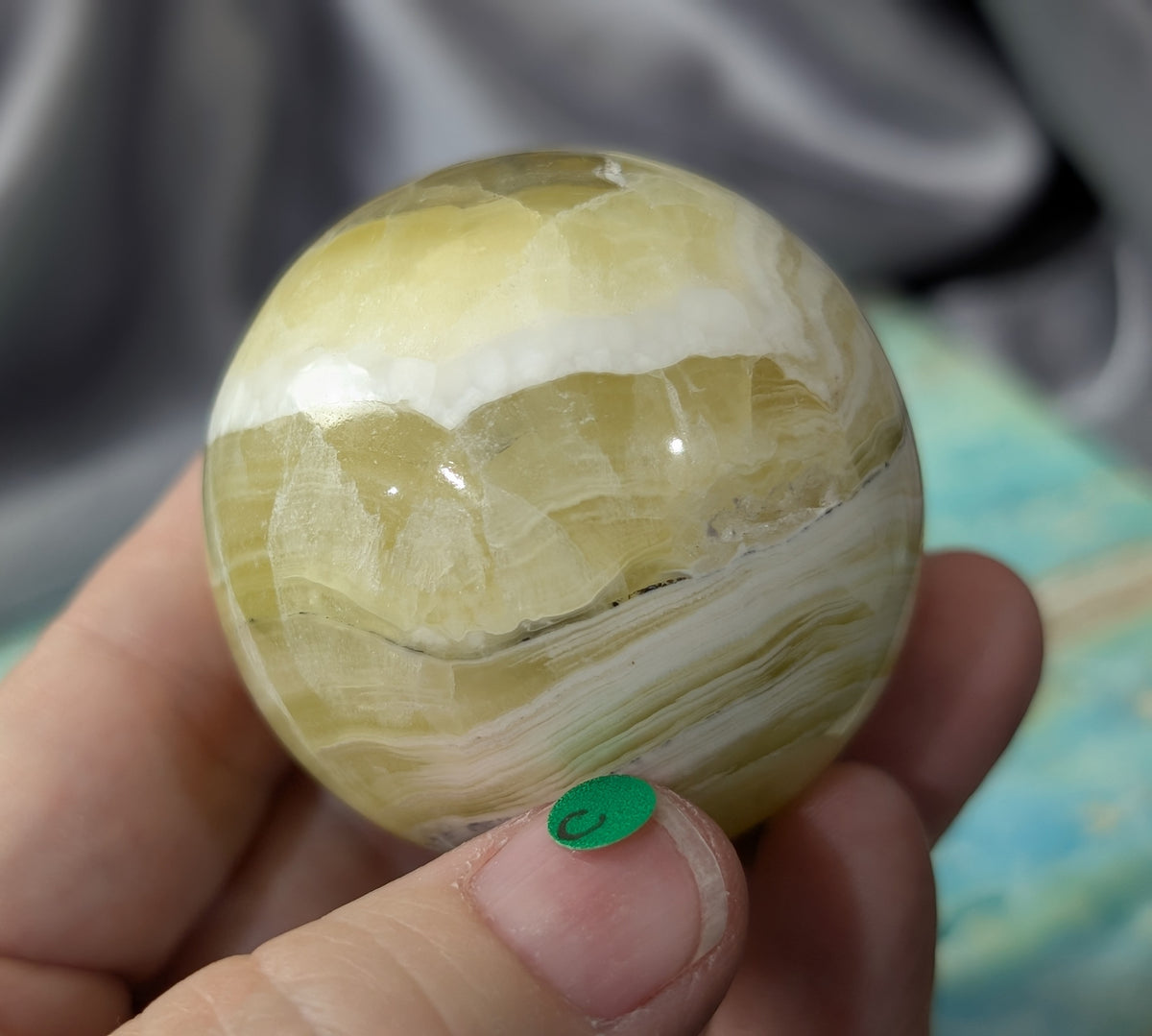Hand Carved Yellow Brucite Sphere