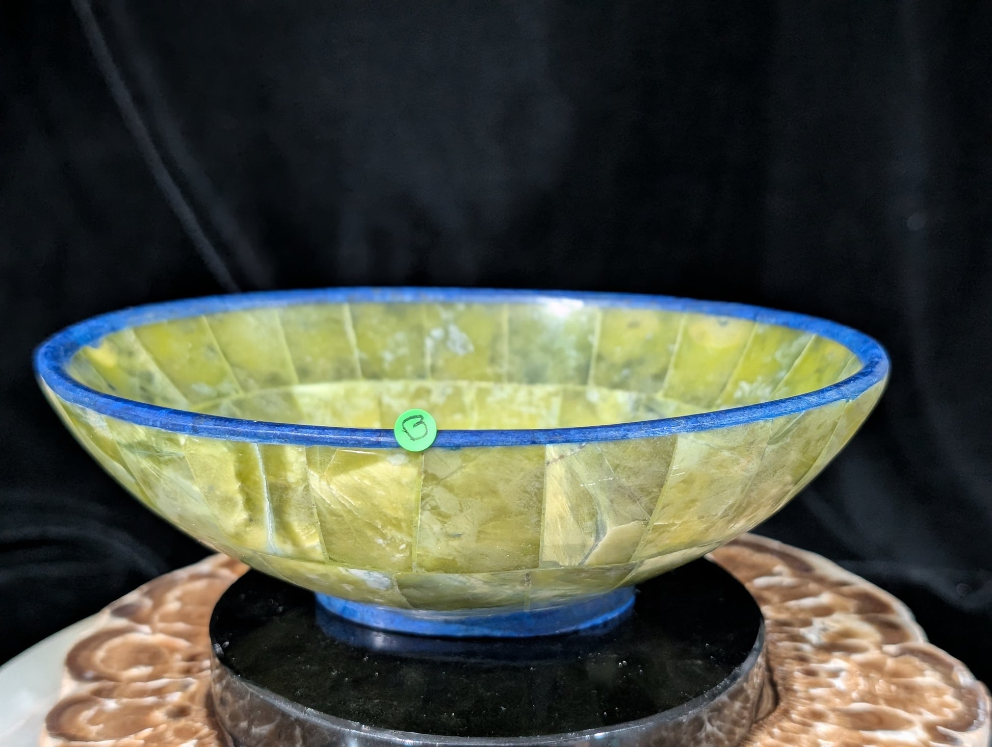 Hand Crafted Serpentine and Lapis Crystal Bowl