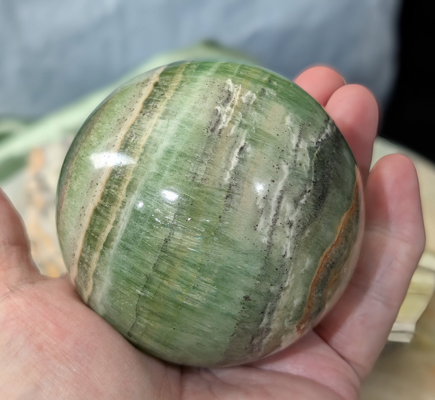High Quality Kiwi Calcite Sphere
