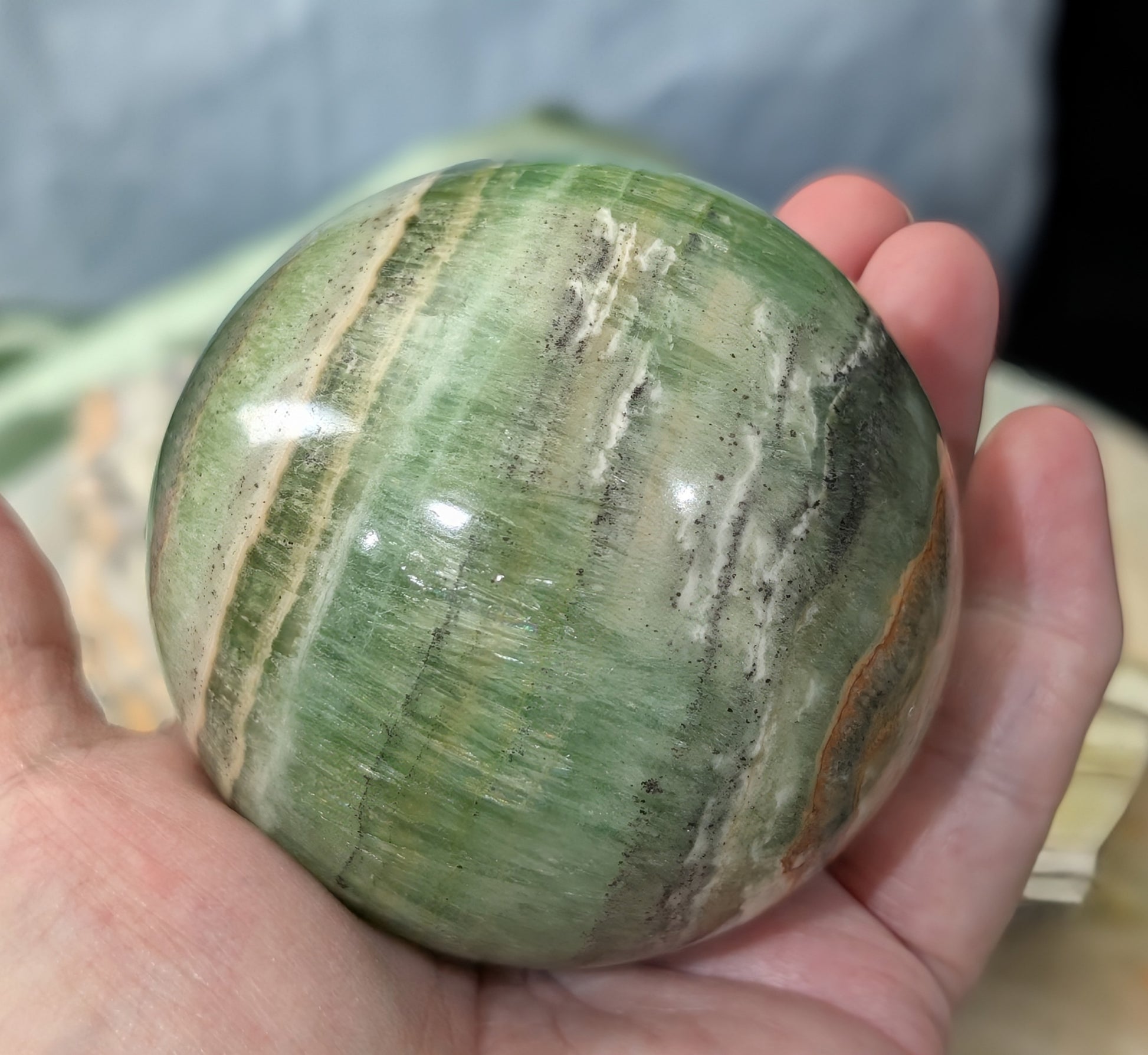 High Quality Kiwi Calcite Sphere