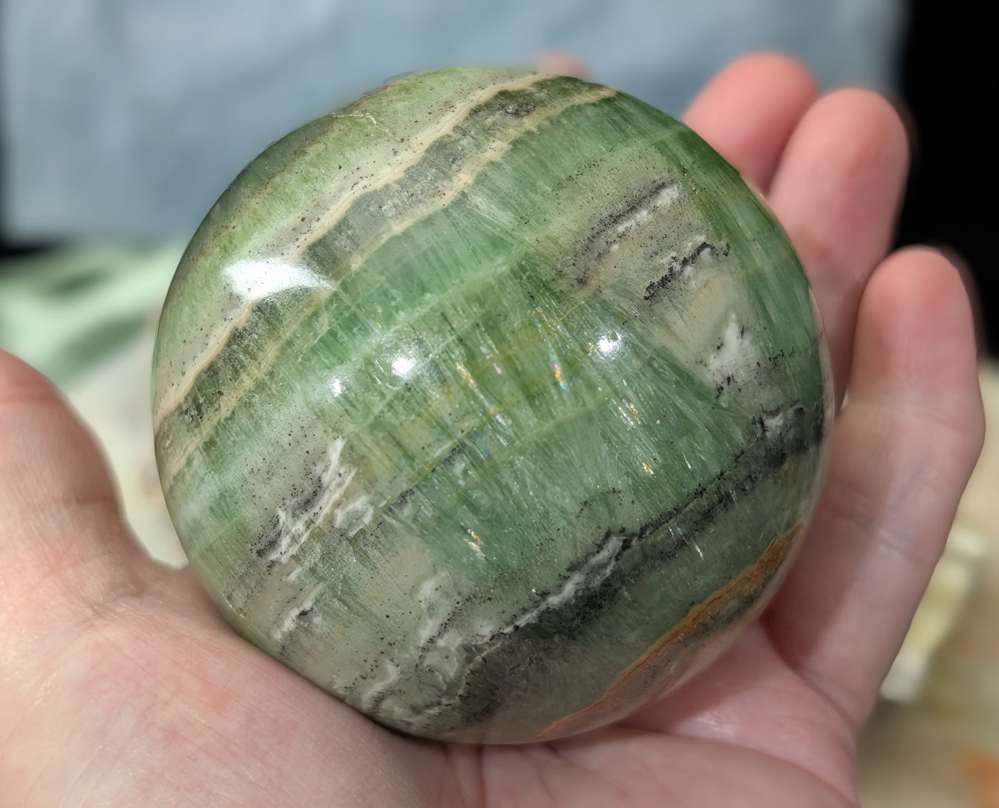 High Quality Kiwi Calcite Sphere