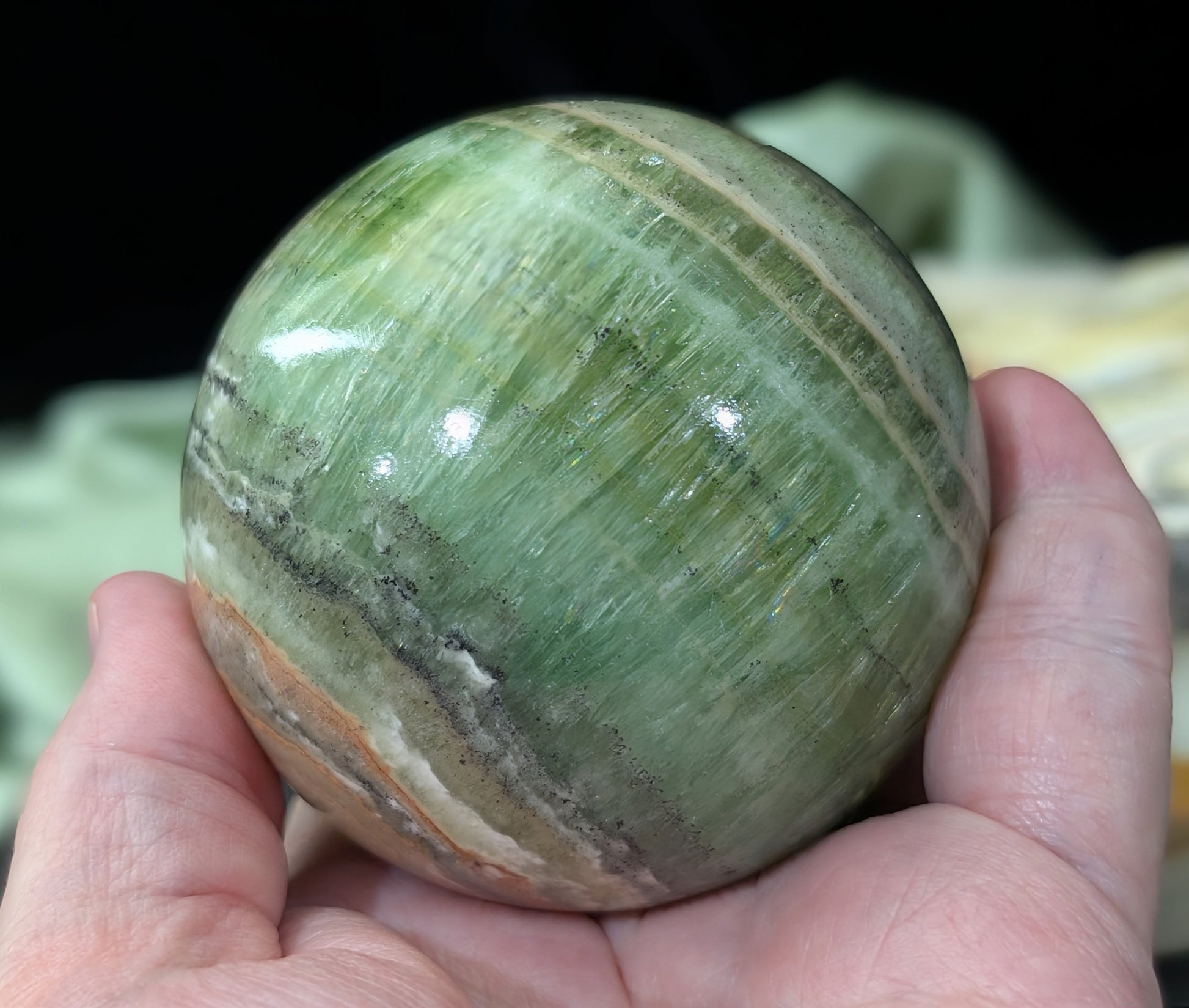 High Quality Kiwi Calcite Sphere