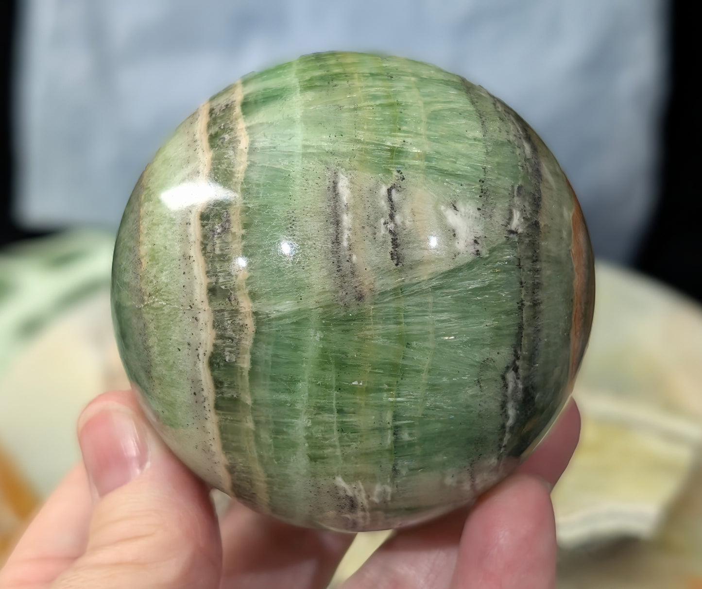 High Quality Kiwi Calcite Sphere