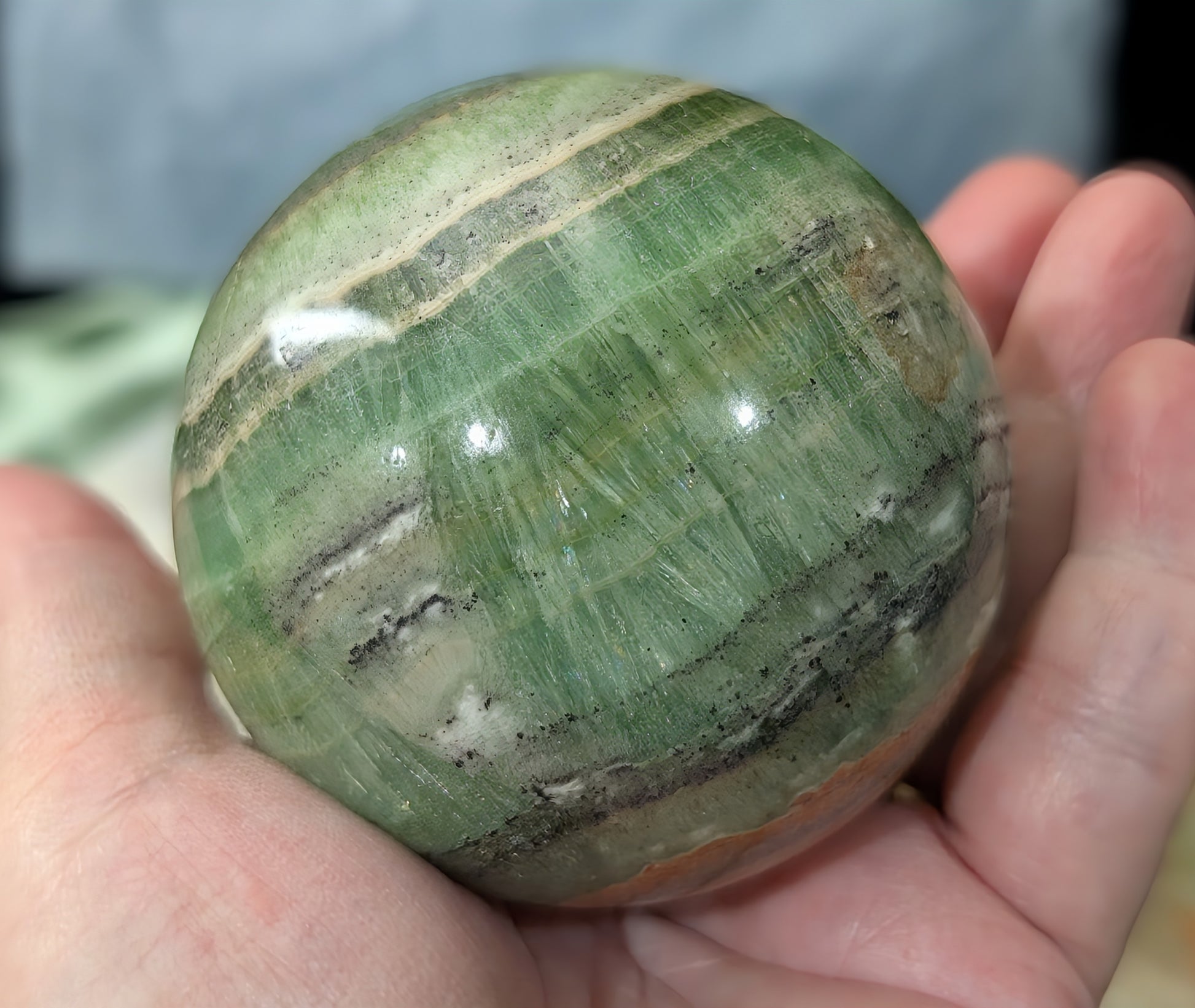 High Quality Kiwi Calcite Sphere