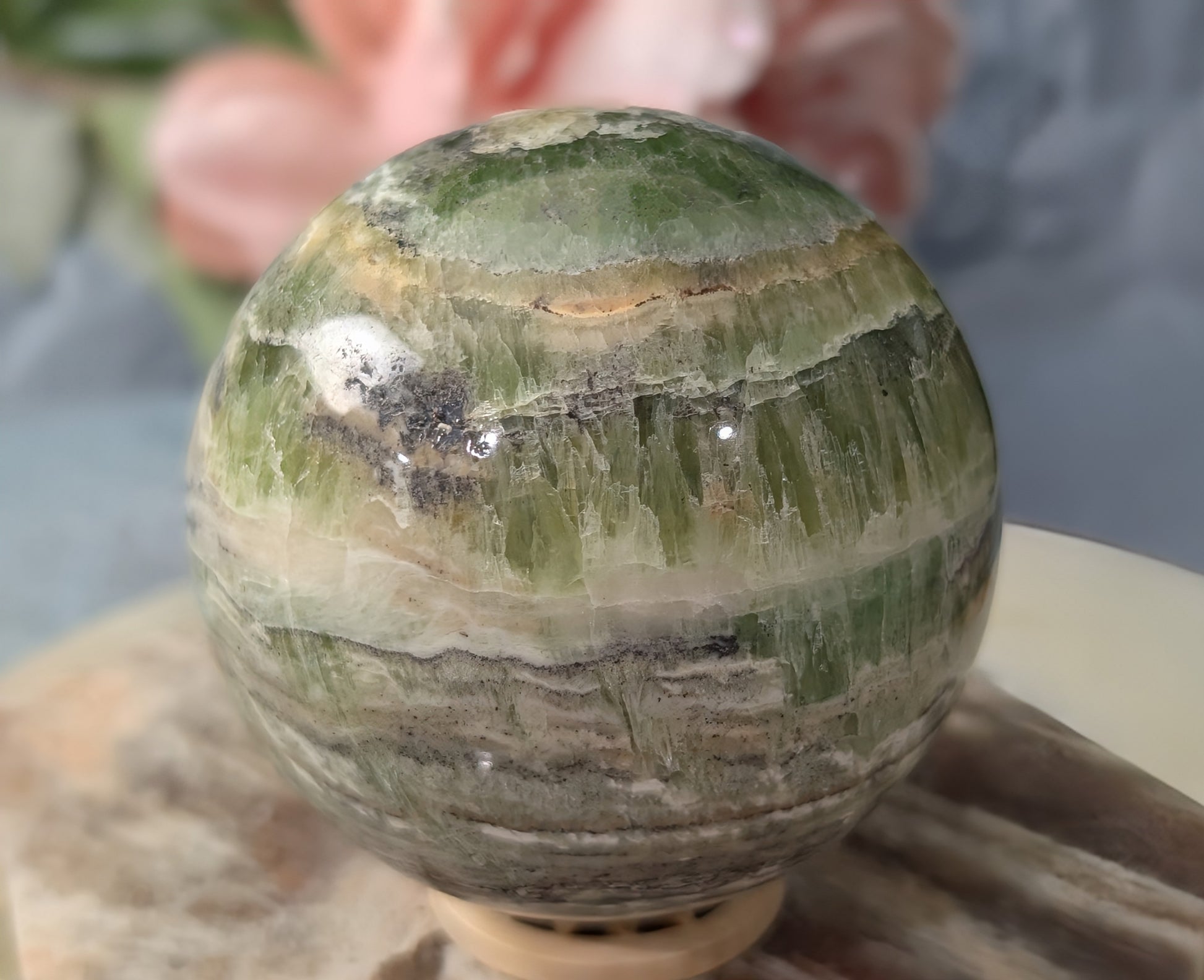 High Quality Kiwi Calcite Sphere