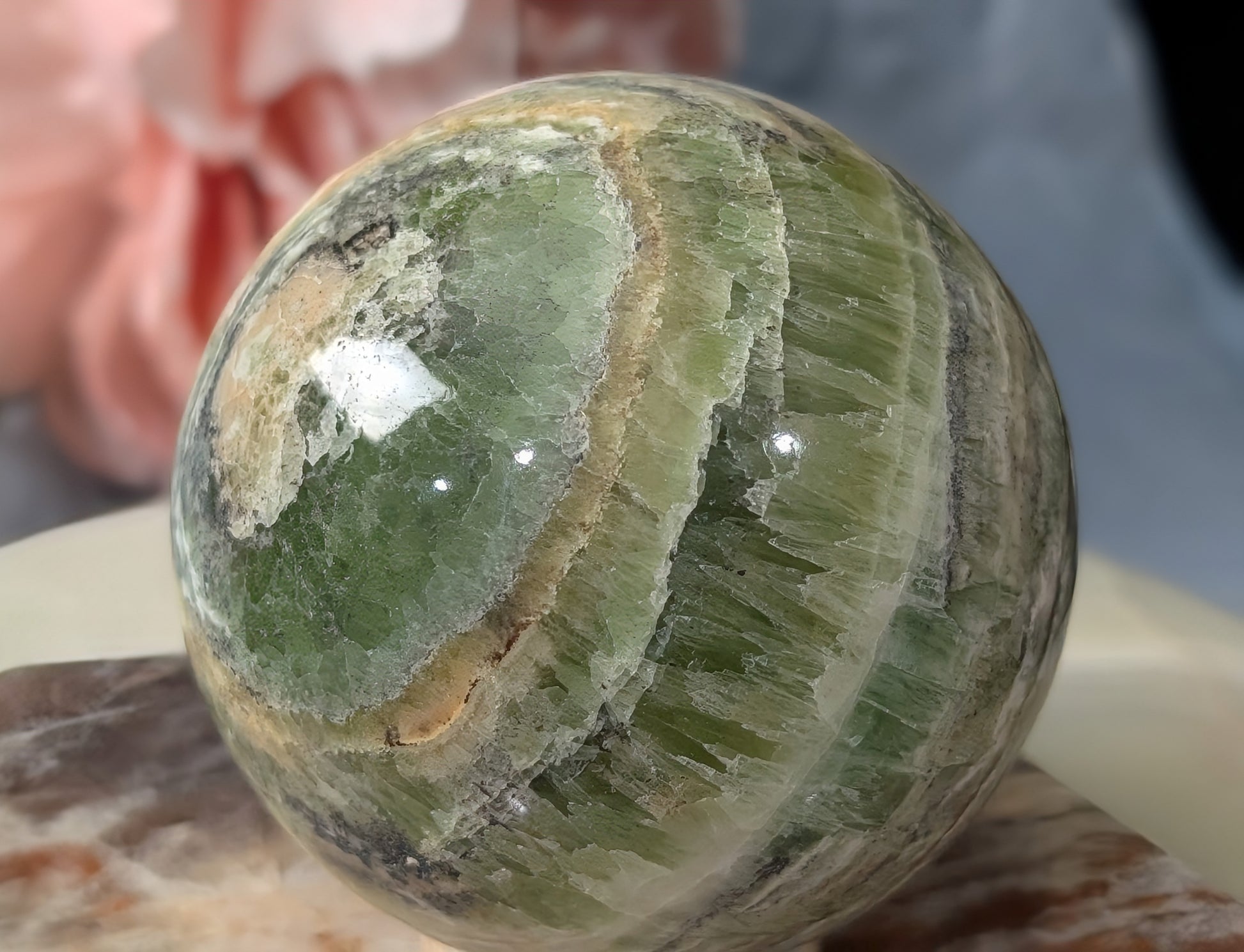 High Quality Kiwi Calcite Sphere