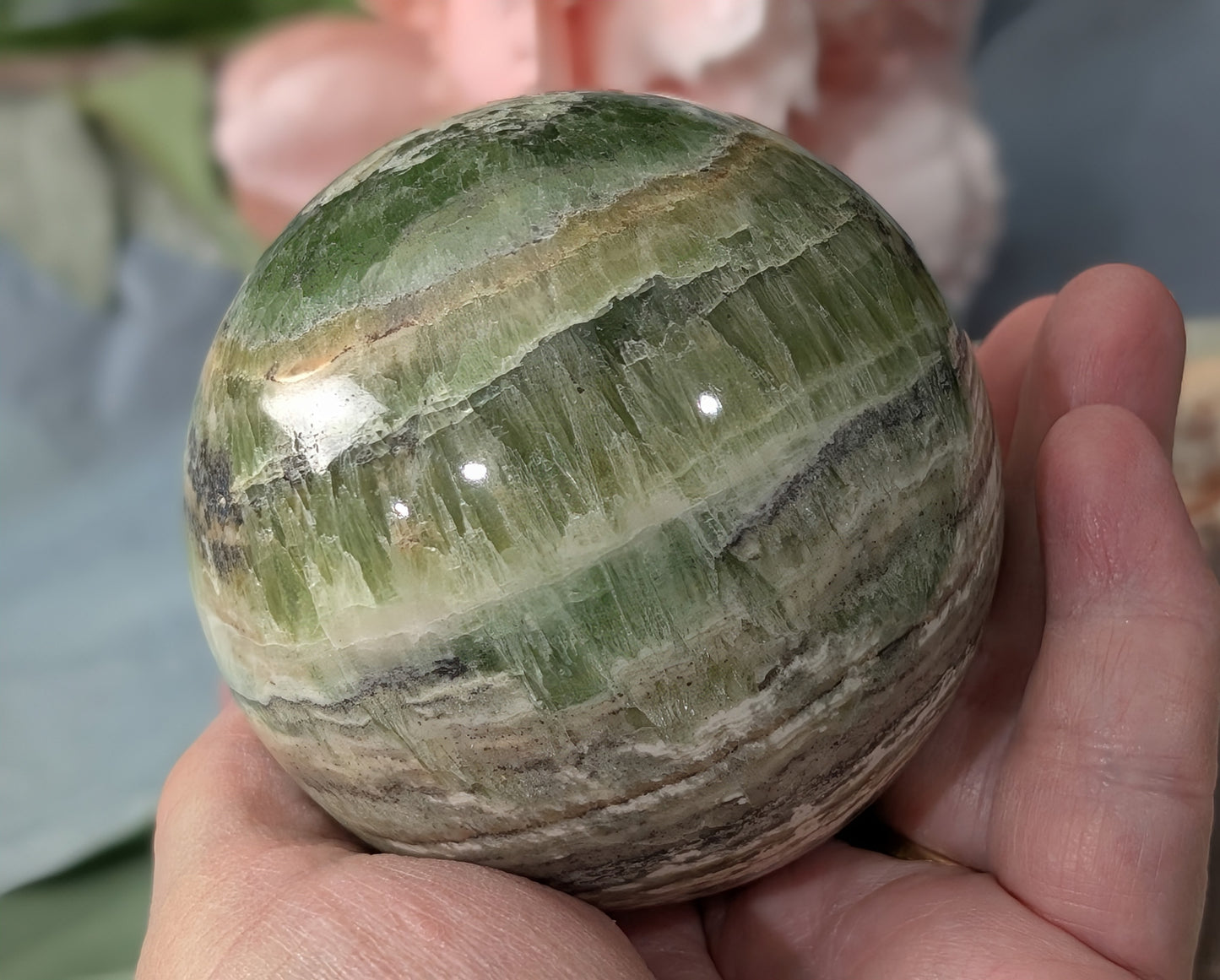 High Quality Kiwi Calcite Sphere