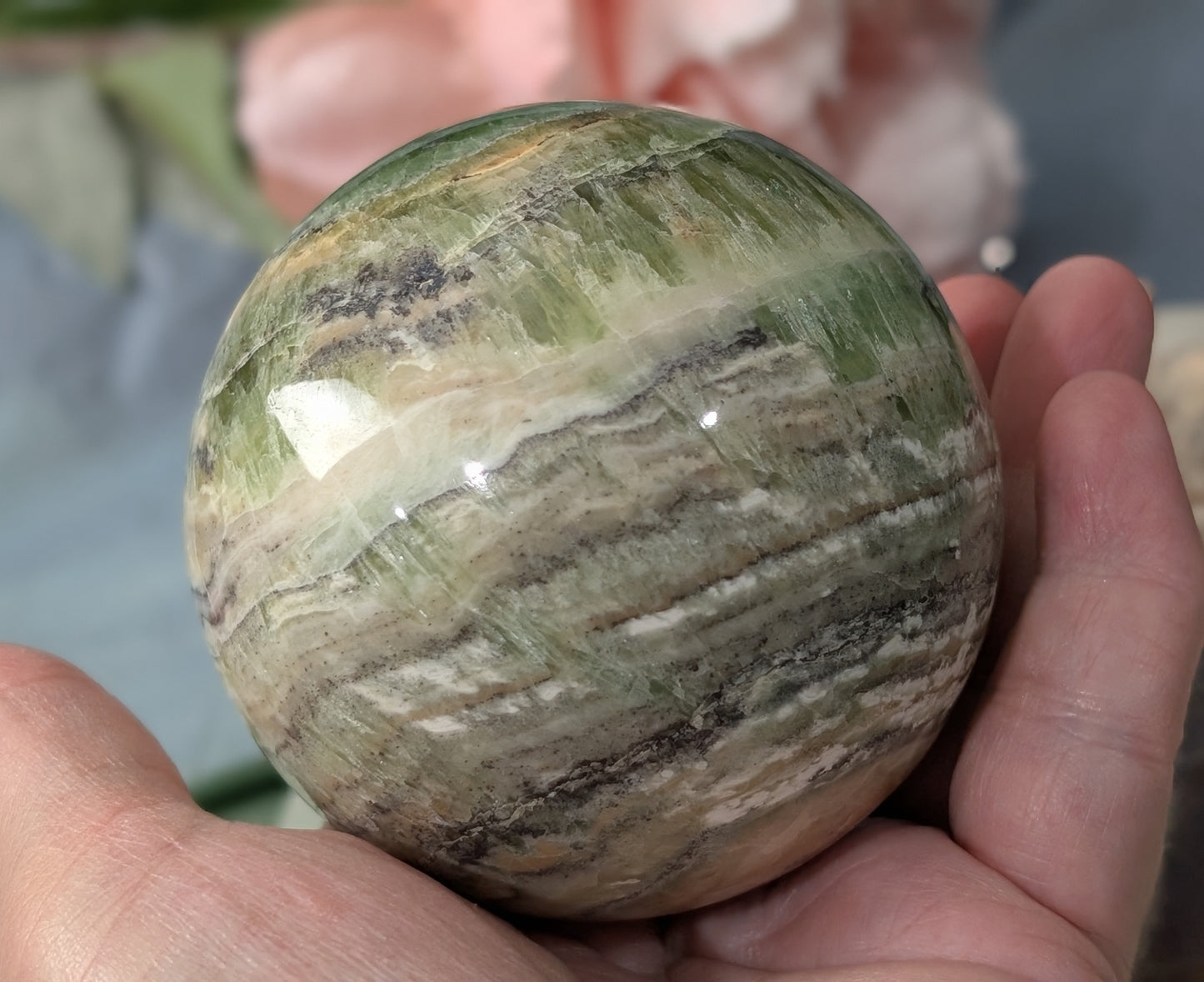 High Quality Kiwi Calcite Sphere