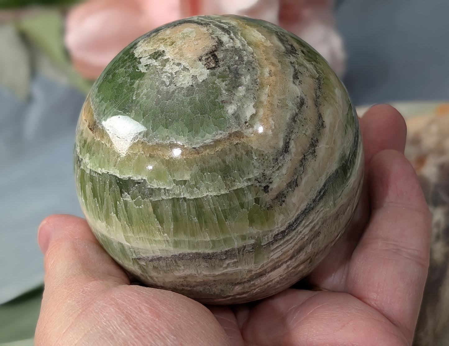 High Quality Kiwi Calcite Sphere