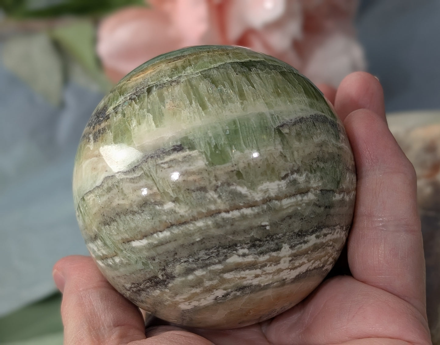 High Quality Kiwi Calcite Sphere