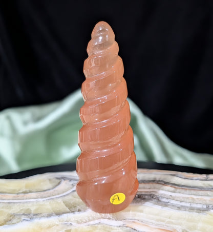Honey Calcite Unicorn Horn