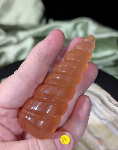 Honey Calcite Unicorn Horn