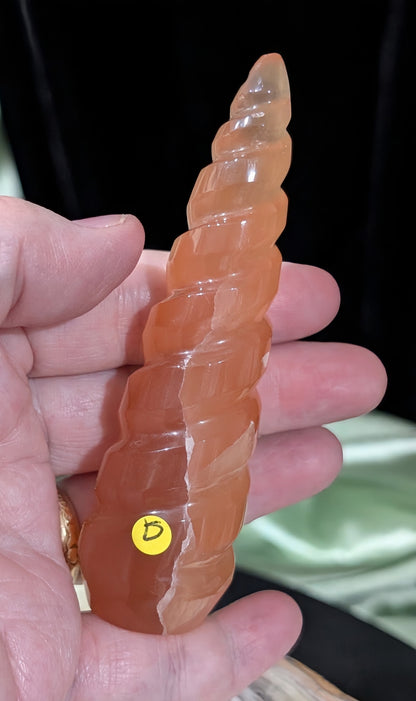 Honey Calcite Unicorn Horn